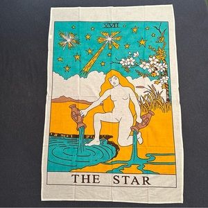 New Tarot Flag Tapestry Orange The Star 30" x 45" Jaipur India Cotton Handloom